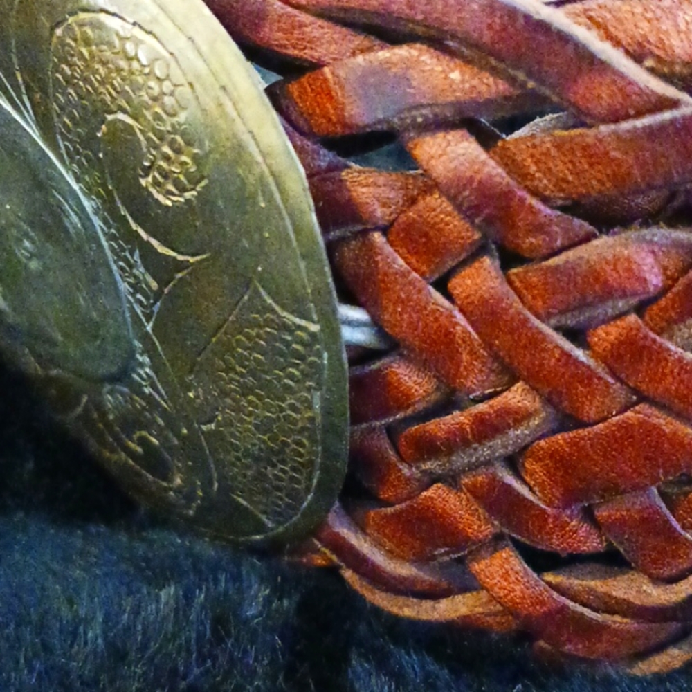 Moroccan Leather Belt with Sterling and Bronze (Copper?) Buckle boho - Picture 7 of 9